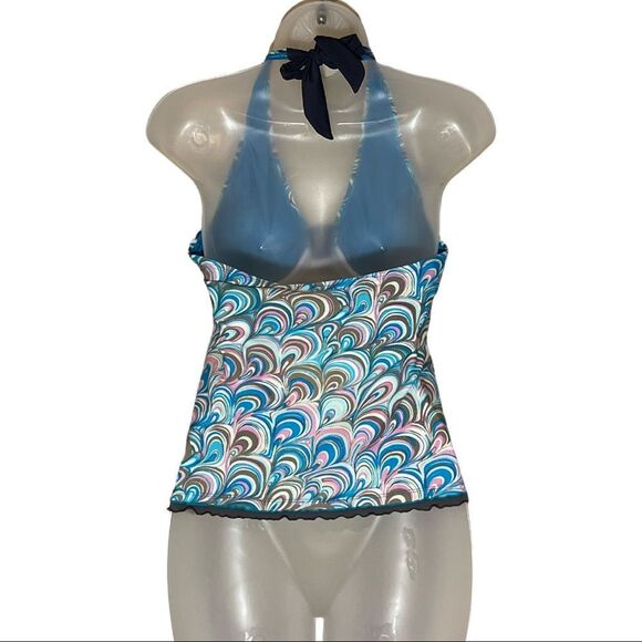 Free Country Womens Tankini Swim Top Halter Tie Multicolor Swirl Pattern Medium - Picture 4 of 16